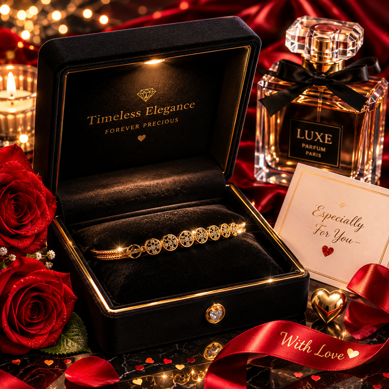 ✨ Luxury Gold Crystal Disc Charm Bracelet | Elegant Women's Fashion Jewelry