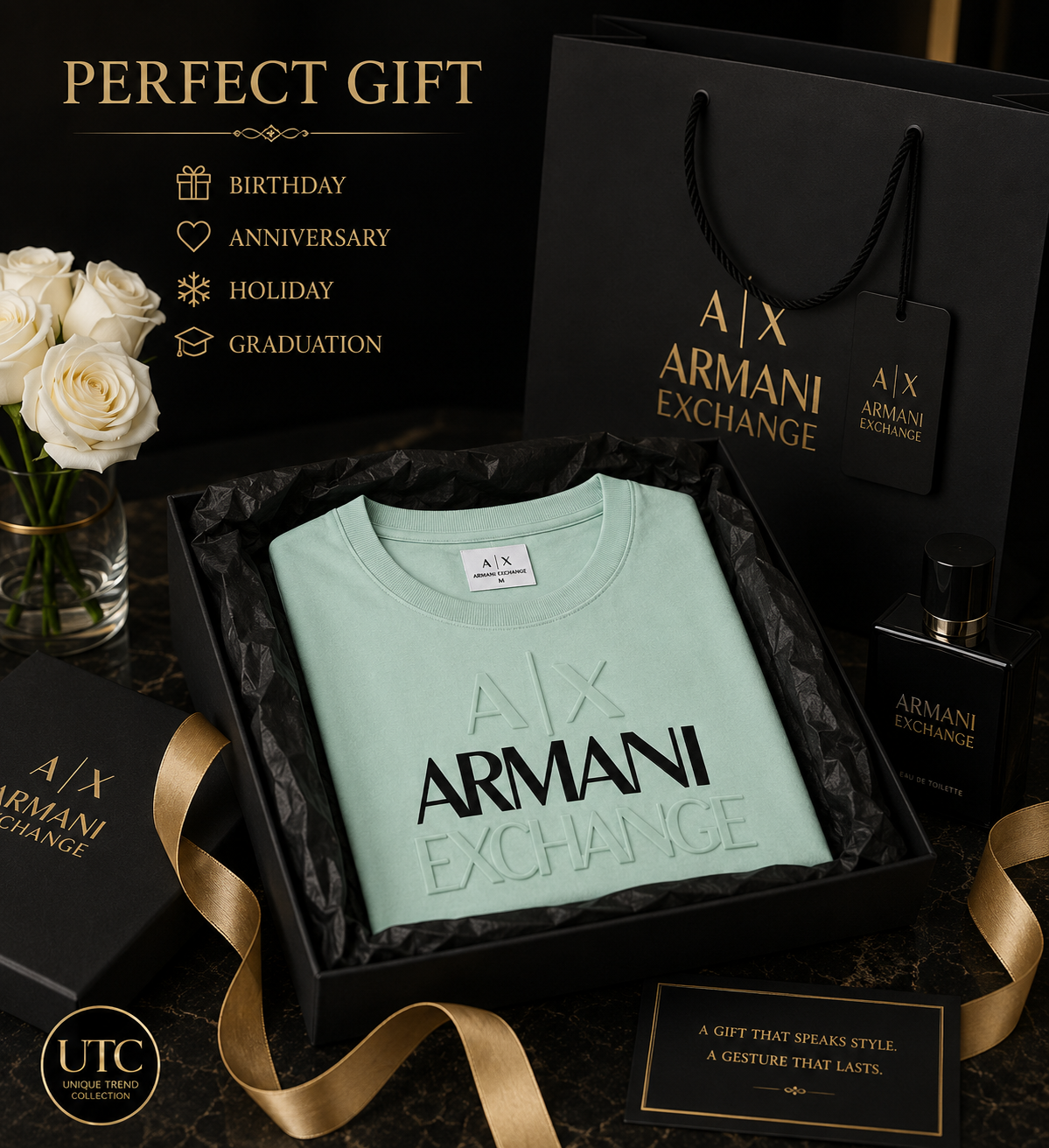 Armani Exchange Men's Logo T-Shirt – Premium Cotton Crew Neck | Mint Green | A|X