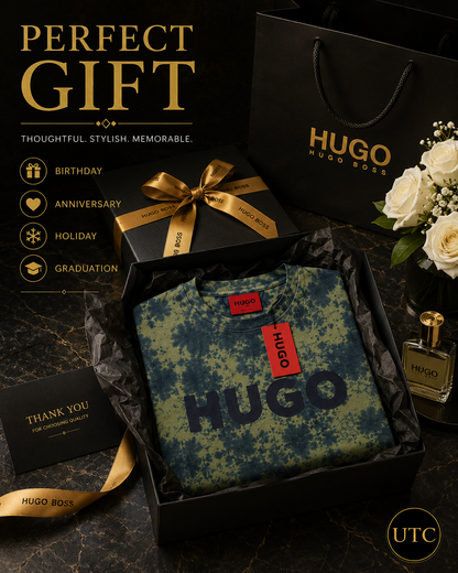 🔥 HUGO Men's Premium Tie-Dye Logo T-Shirt 👕 | ✨ Soft Cotton | 🌿 Modern Luxury | 🇨🇦 Fast Shipping