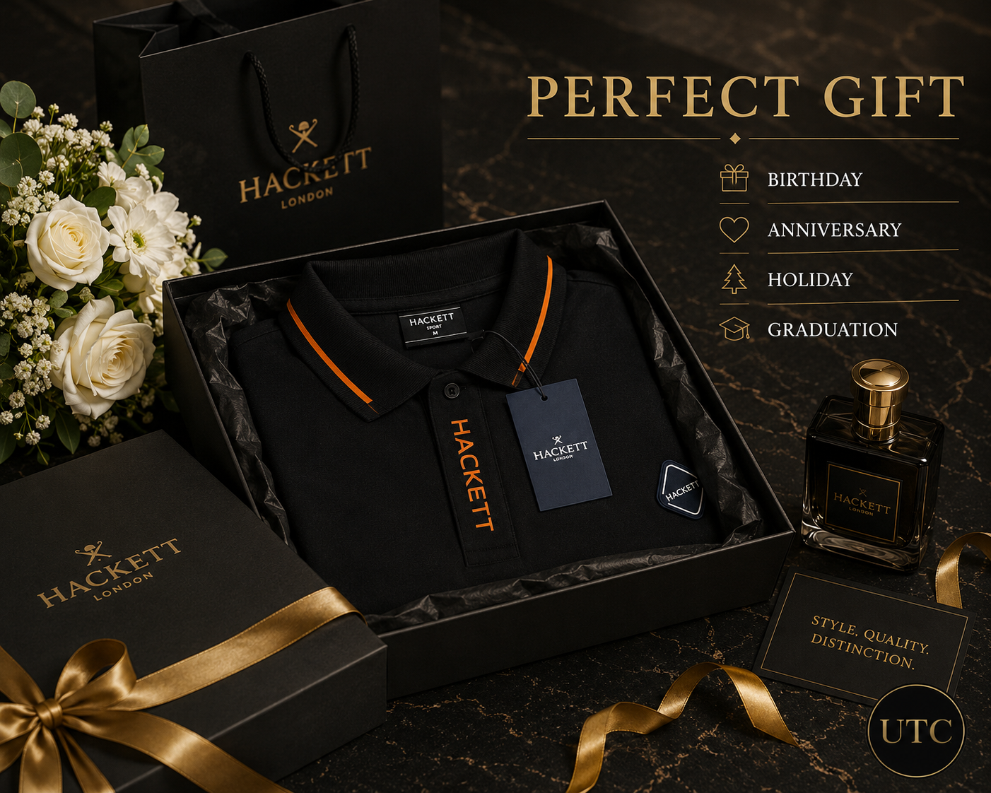 🖤 Hackett London Men's Premium Black Polo Shirt 👕✨ | Luxury Cotton | Smart Casual