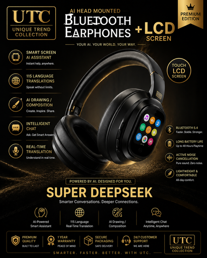 🎧 X1 Pro V6.0 AI Translator Headset  Wireless ANC Over-Ear | Premium Metal & Leather Design