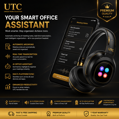 🎧 X1 Pro V6.0 AI Translator Headset  Wireless ANC Over-Ear | Premium Metal & Leather Design