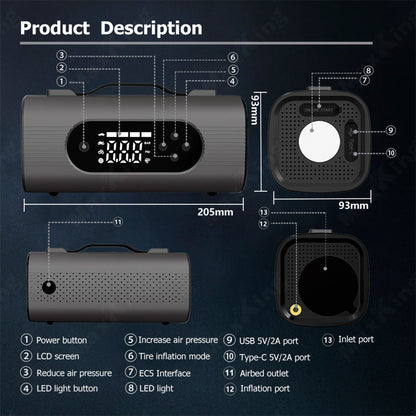 10-in-1 Smart Jump Starter with Air Compressor