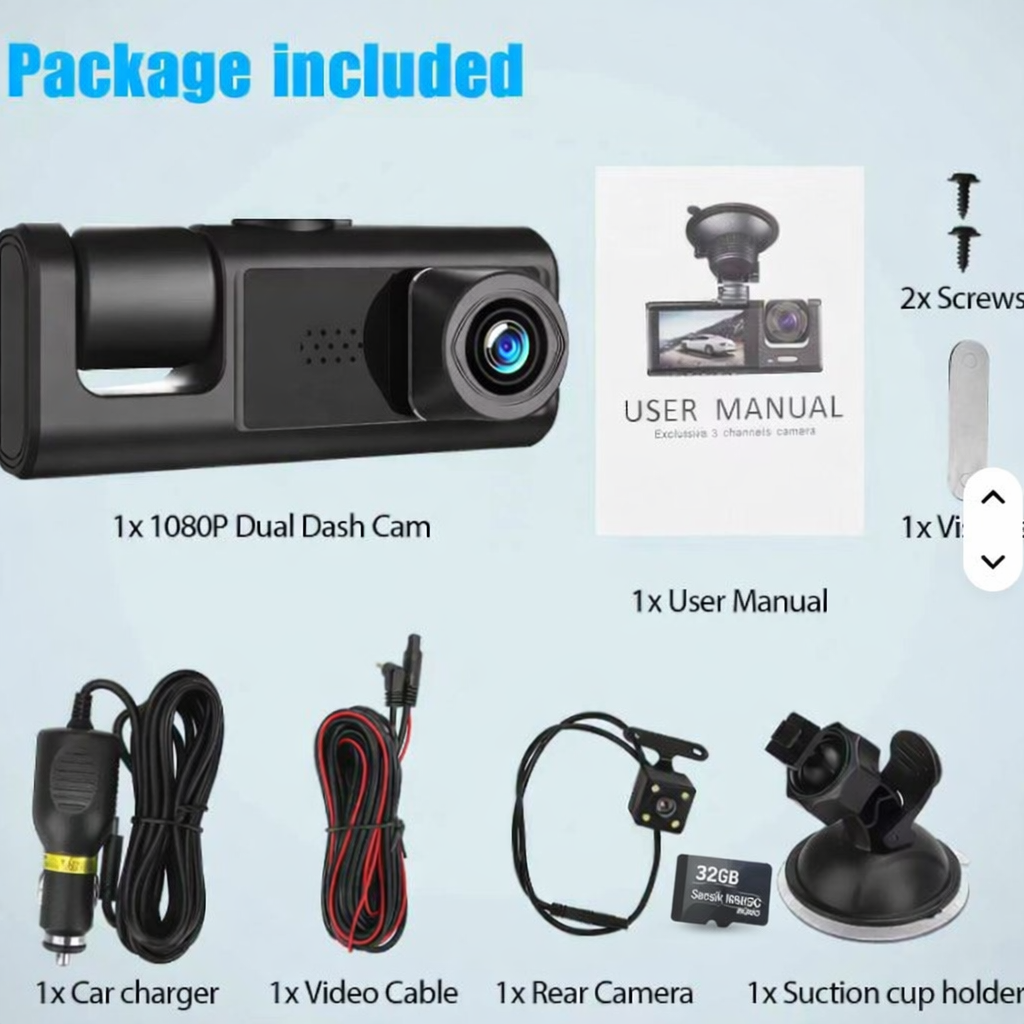 🚗📹 4G WiFi GPS 3-Channel Dash Cam with 32GB Card