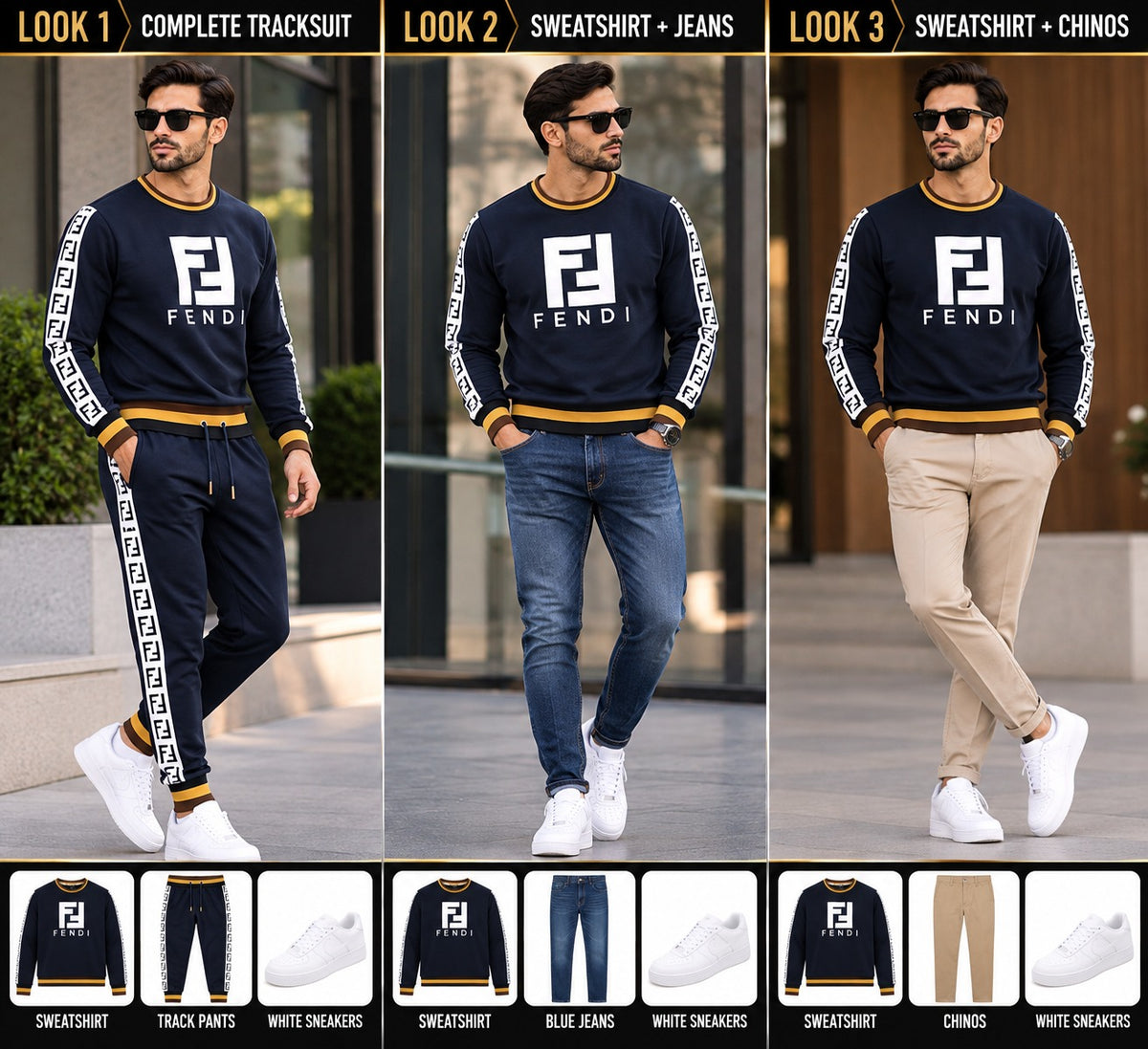 ✨ Fendi Men's Navy Blue FF Logo Tracksuit – 2-Piece Set