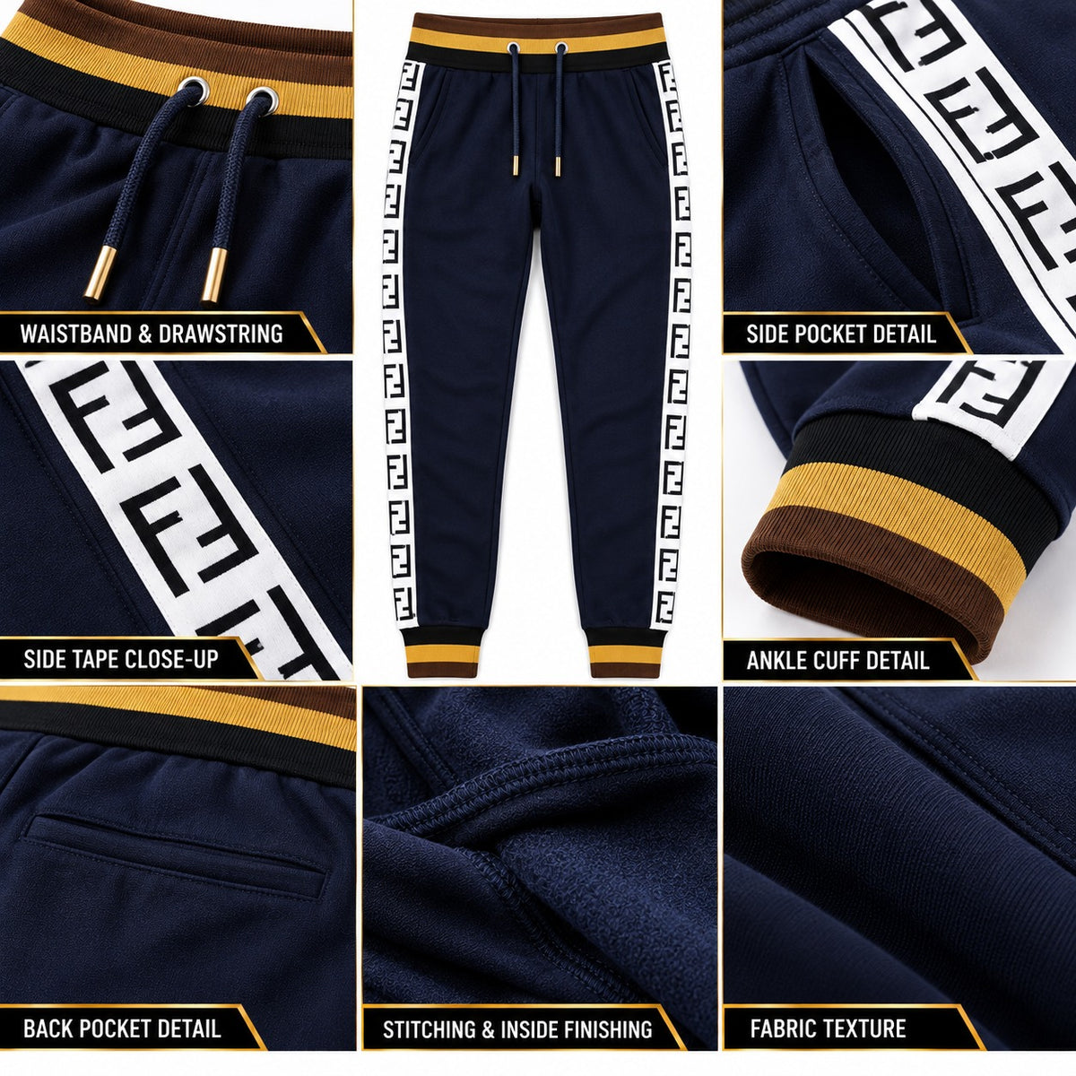 ✨ Fendi Men's Navy Blue FF Logo Tracksuit – 2-Piece Set