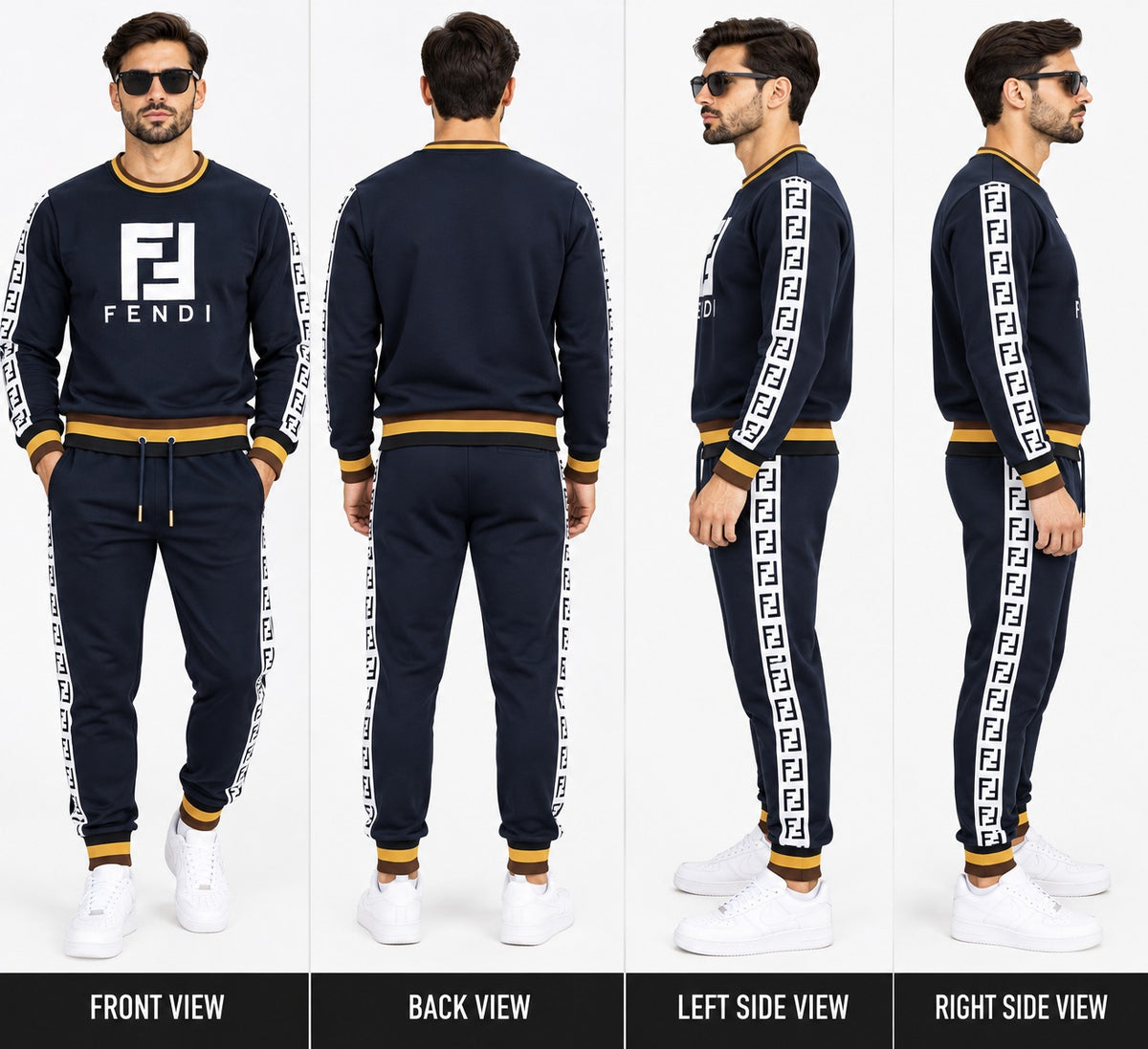✨ Fendi Men's Navy Blue FF Logo Tracksuit – 2-Piece Set