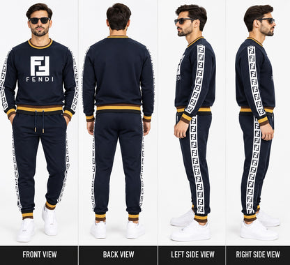 ✨ Fendi Men's Navy Blue FF Logo Tracksuit – 2-Piece Set