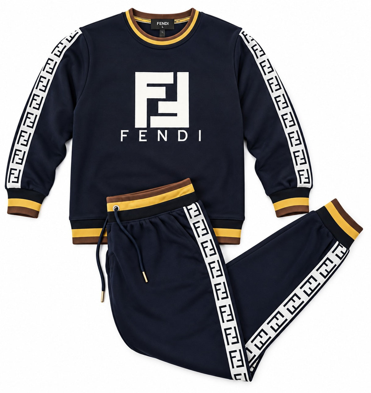 ✨ Fendi Men's Navy Blue FF Logo Tracksuit – 2-Piece Set