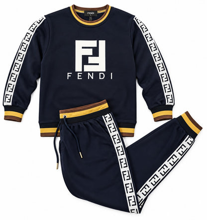 ✨ Fendi Men's Navy Blue FF Logo Tracksuit – 2-Piece Set