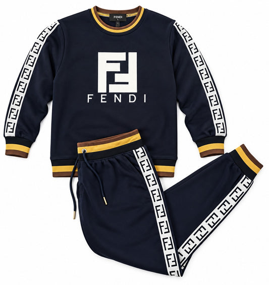 ✨ Fendi Men's Navy Blue FF Logo Tracksuit – 2-Piece Set