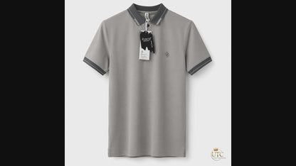 Premium Men's Light Grey Polo Shirt | Soft Cotton Blend | Classic Short Sleeve Golf Polo