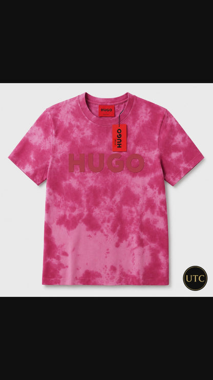 💖✨ HUGO Men's Premium Pink Tie-Dye T-Shirt 👕 | 🌸 Soft Cotton Crew Neck | 💎 Luxury Everyday Style | 🇨🇦 Fast Shipping