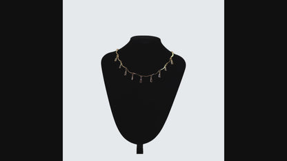 ✨ Gold Crystal Dangle Charm Necklace – Elegant Luxury Fashion Jewelry for Women