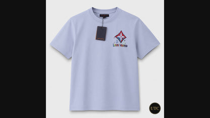 🩵 Louis Vuitton Men's Premium Sky Blue Logo T-Shirt 👕✨ | Luxury Cotton Crew Neck | 100% Authentic