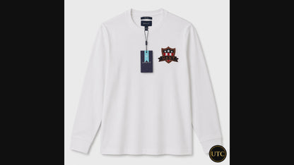🤍✨ GANT Men's Premium White Long Sleeve T-Shirt 👕 | 100% Soft Cotton Crew Neck | Classic Everyday Luxury