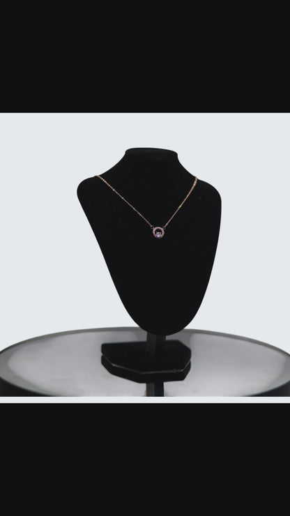 ✨ UTC Luxury Rose Gold Crystal Circle Pendant Necklace for Women ✨