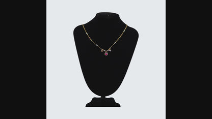 💖 Pink Crystal & Pearl Charm Necklace for Women | UTC Jewelry