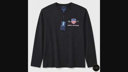 🖤 GANT Men's Premium Long Sleeve T-Shirt 👕✨ | 100% Authentic | Classic American Sportswear
