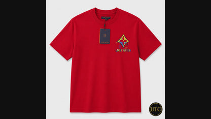 ❤️✨ Louis Vuitton Men's Premium Red Logo T-Shirt 👕 | 💎 100% Soft Cotton Crew Neck | 🔥 Luxury Designer Casual Wear