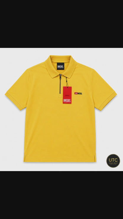 🔥 Diesel Men's Premium Yellow Zip Polo Shirt | Luxury Cotton Casual Golf Polo 👕💛