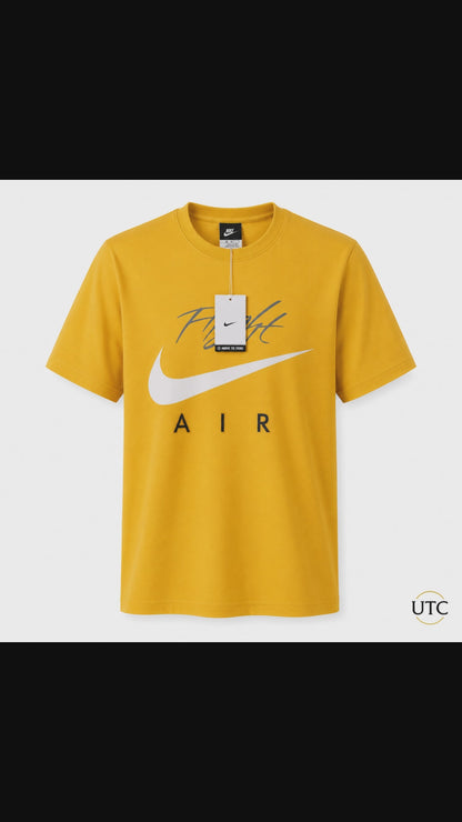 Premium Men's Golden Yellow Cotton Graphic T-Shirt | Soft Crew Neck Casual Tee