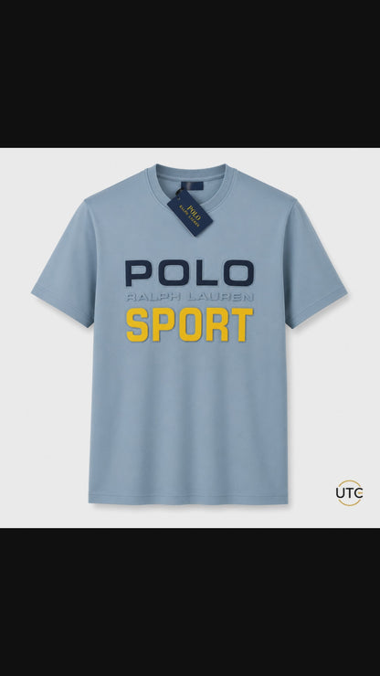 Polo Ralph Lauren Sport Men's Premium Cotton Crew Neck T-Shirt | Sky Blue | Soft Casual Tee