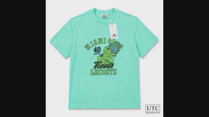 💚 Lacoste Men's Miami Open Graphic T-Shirt | Premium Cotton Crew Neck Tee 🎾