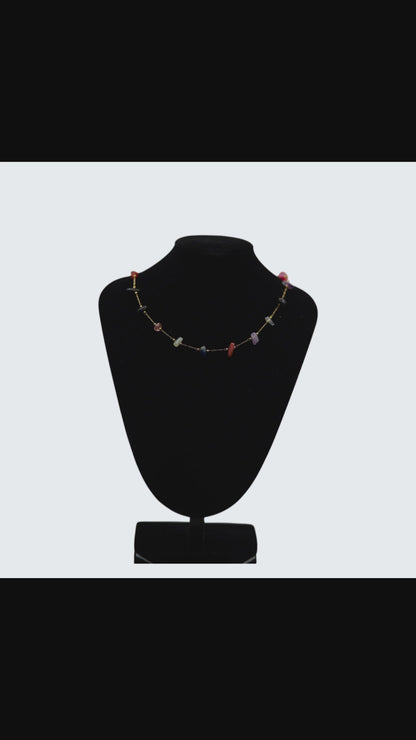 ✨ Rainbow Gemstone Necklace for Women | Gold-Tone Crystal Beaded Necklace | Elegant Gift for Her | UTC Jewelry