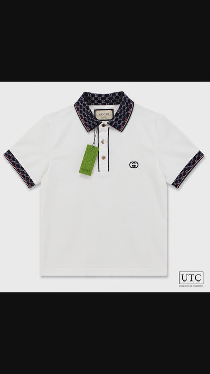 🤍 Gucci Men's Premium White Polo Shirt | Luxury Cotton Short Sleeve Polo