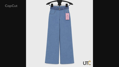 LIMORE Women’s Light Blue Wide-Leg Jeans | Elastic Waist