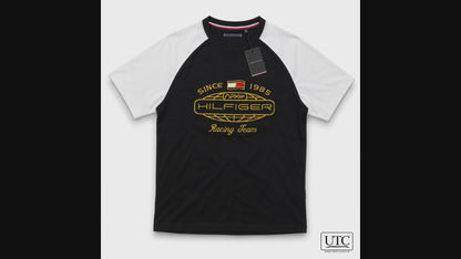 🖤 Tommy Hilfiger Men's Racing Team T-Shirt | Black & White Premium Cotton Crew Neck