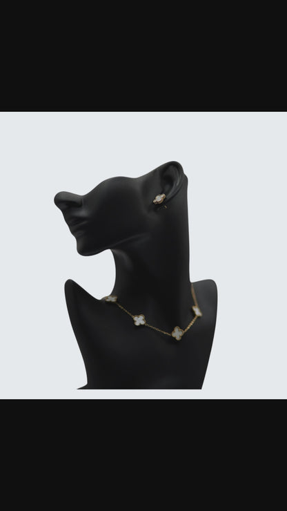 💎 Clover Luxury Jewelry Set – Gold Plated Necklace & Earrings Set for Women | Elegant Gift Collection