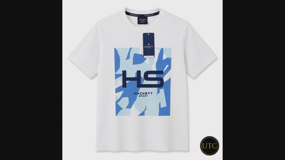 🤍✨ Hackett London Men's Premium White Graphic T-Shirt 👕 | 💎 Soft Cotton Crew Neck | 🇬🇧 Luxury British Style | 🇨🇦 Fast Shipping