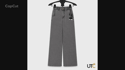 LIMORE Women’s Washed Grey Wide-Leg Jeans | Elastic Waist