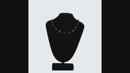 ✨ Rainbow Gemstone Necklace for Women | Gold-Tone Crystal Beaded Necklace | Elegant Gift for Her | UTC Jewelry