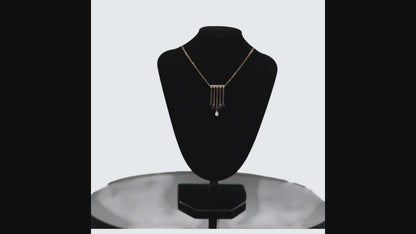 ✨ Rose Gold Moonstone Tassel Necklace – Elegant Crystal Pendant Jewelry for Women