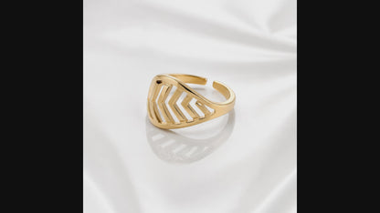 Modern Gold-Tone Adjustable Geometric Statement Ring for Women