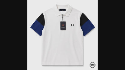🏆 Premium Men's Color Block Polo Shirt 👕 | Soft Cotton Blend | Modern Smart Casual | White & Royal Blue