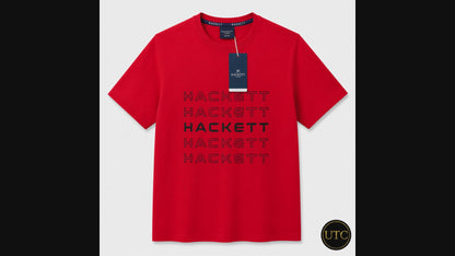 🔴✨ Hackett London Men's Premium Red Logo T-Shirt 👕 | 💎 Soft Cotton Crew Neck | 🇬🇧 Luxury British Style | 🇨🇦 Fast Shipping