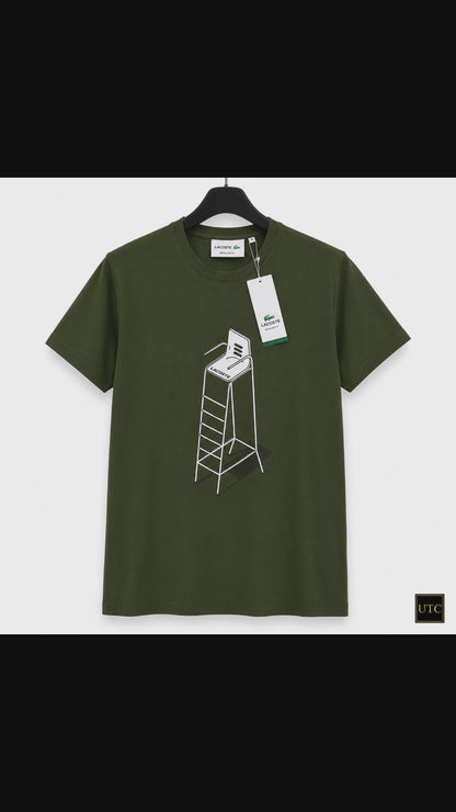 Premium Men's Olive Green Cotton Graphic T-Shirt | Soft Crew Neck Casual Tee