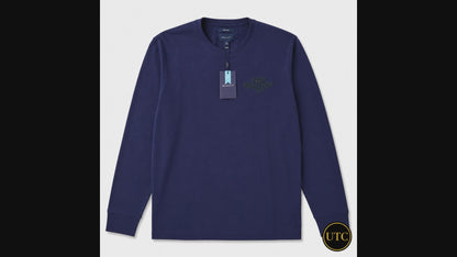 💙✨ GANT Men's Premium Navy Long Sleeve T-Shirt 👕 | 100% Soft Cotton Crew Neck | Luxury Casual Everyday Wear