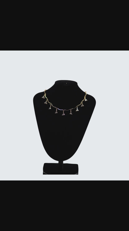 ✨ Dainty Triangle Crystal Necklace for Women | Gold Plated Adjustable Pendant Jewelry Gift 💎