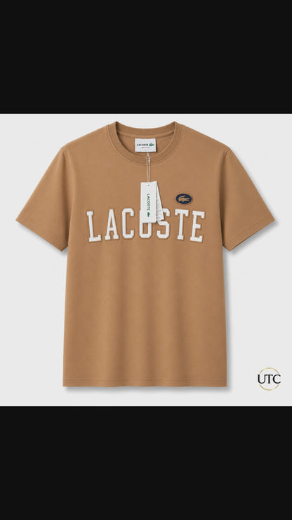 Lacoste Men's Logo Crew Neck T-Shirt – Camel | Premium Cotton Casual Tee