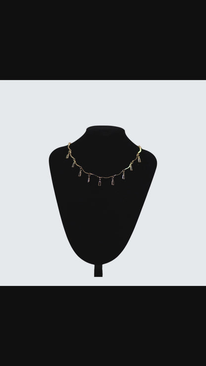 ✨ Gold Crystal Dangle Charm Necklace – Elegant Luxury Fashion Jewelry for Women