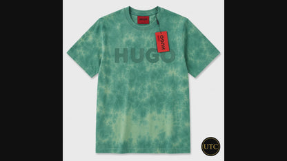 💚✨ HUGO Men's Premium Green Tie-Dye Logo T-Shirt 👕 | 💎 Soft Cotton Crew Neck | 🌿 Luxury Everyday Style | 🇨🇦 Fast Shipping